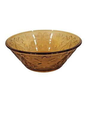 Vintage Tiara Indiana Glass Amber 8.5" Serving Bowl Sandwich Pattern